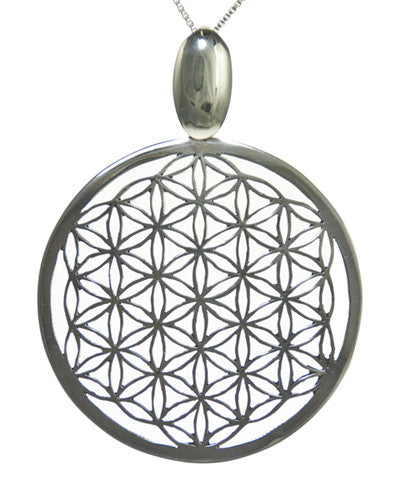 Hand Cut Flower of Life Pendant in Sterling Silver