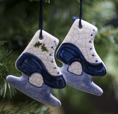 Ice Skates Hanging Ceramic Ornament