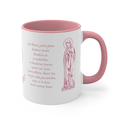 Hail Mary in English and Latin (Ave Maria), Pink Mug, Virgin Mary, Hail Mary Prayer, Catholic Gift, Christian Gift