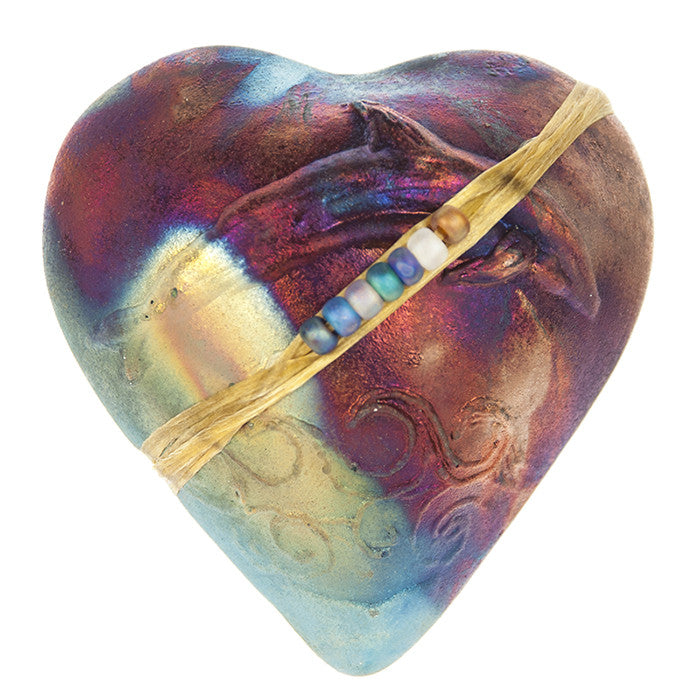 Dolphin Heart Spirit Raku Rattle