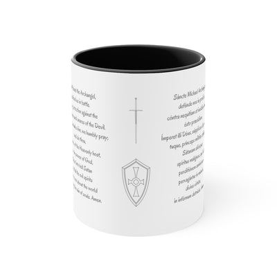 St Michael Prayer in English and Latin, Black Accent Mug, Archangel Michael, Angel Gift, Saint Michael, Catholic Gift, Christian Gift
