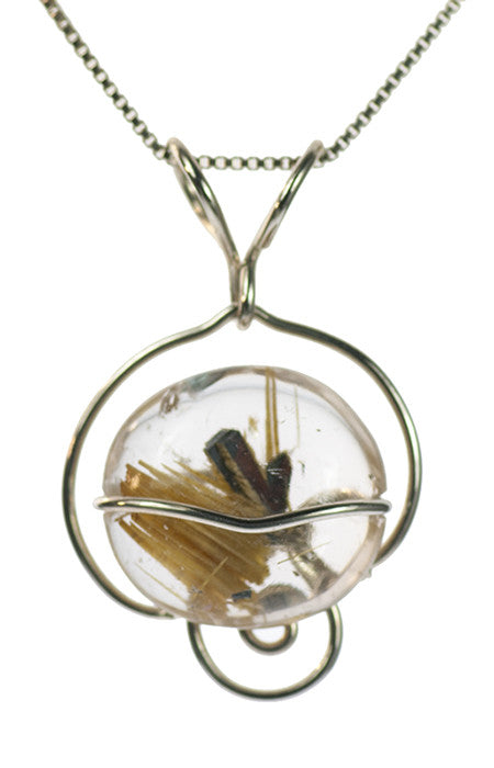 Rutilated Quartz Pendant Necklace in Sterling Silver | Whisperingtree.net