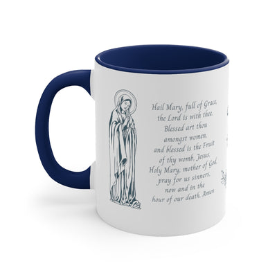 Hail Mary in English and Latin (Ave Maria), Navy Mug, Virgin Mary, Hail Mary Prayer, Catholic Gift, Christian Gift