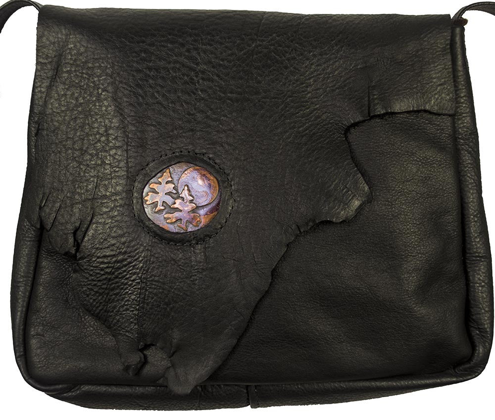 Bison Leather Handmade Bag with Handforged Tree