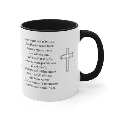 Lord's Prayer in English and Latin (Pater Noster), Our Father,  Black Mug, Catholic Gift, Christian Gift