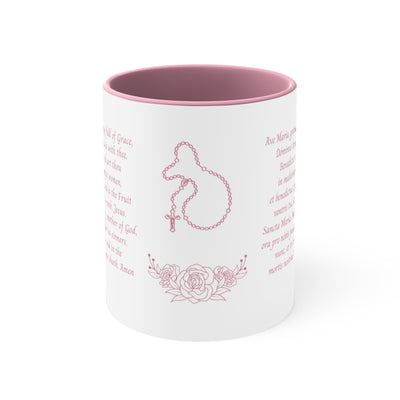 Hail Mary in English and Latin (Ave Maria), Pink Mug, Virgin Mary, Hail Mary Prayer, Catholic Gift, Christian Gift