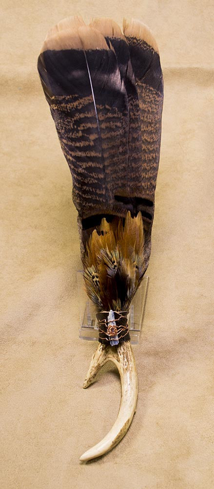 Antler and Wild Turkey Feather Lakota Sioux Medicine Prayer Fan