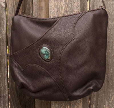 Buttersoft Leather Big Pocket Bag with Turquoise Touchstone