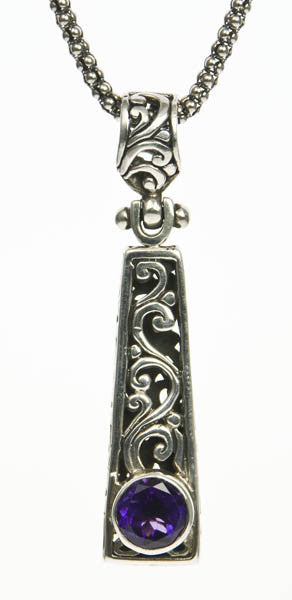 Sterling Silver Amethyst Obelisk Pendant | Whisperingtree.net