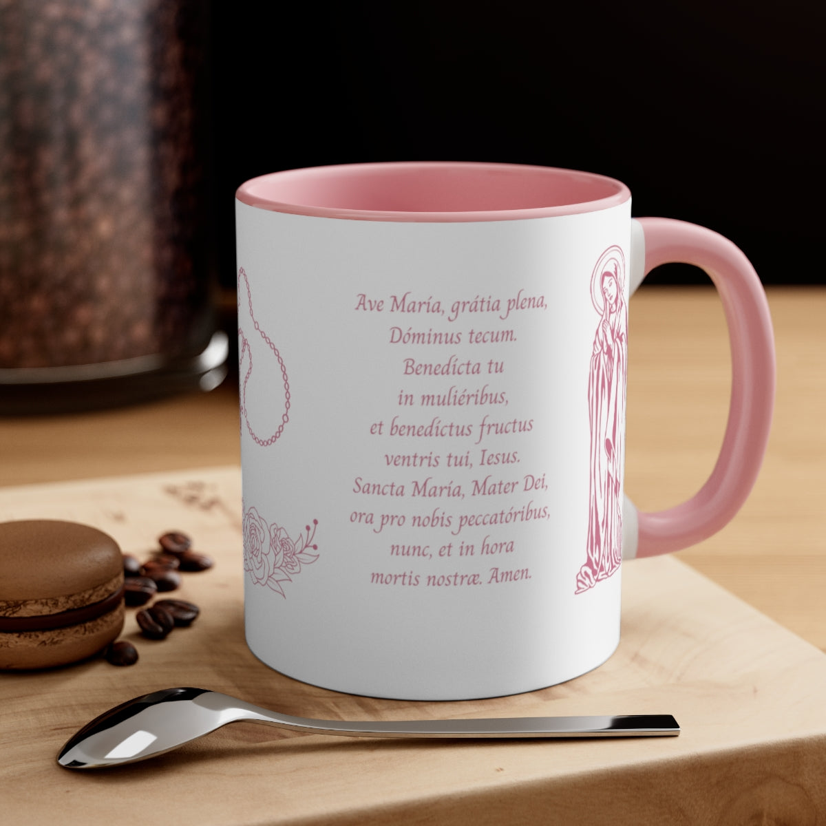 Hail Mary in English and Latin (Ave Maria), Pink Mug, Virgin Mary, Hail Mary Prayer, Catholic Gift, Christian Gift