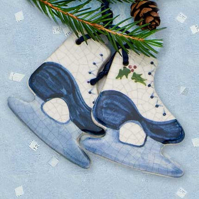 Ice Skates Hanging Ceramic Ornament