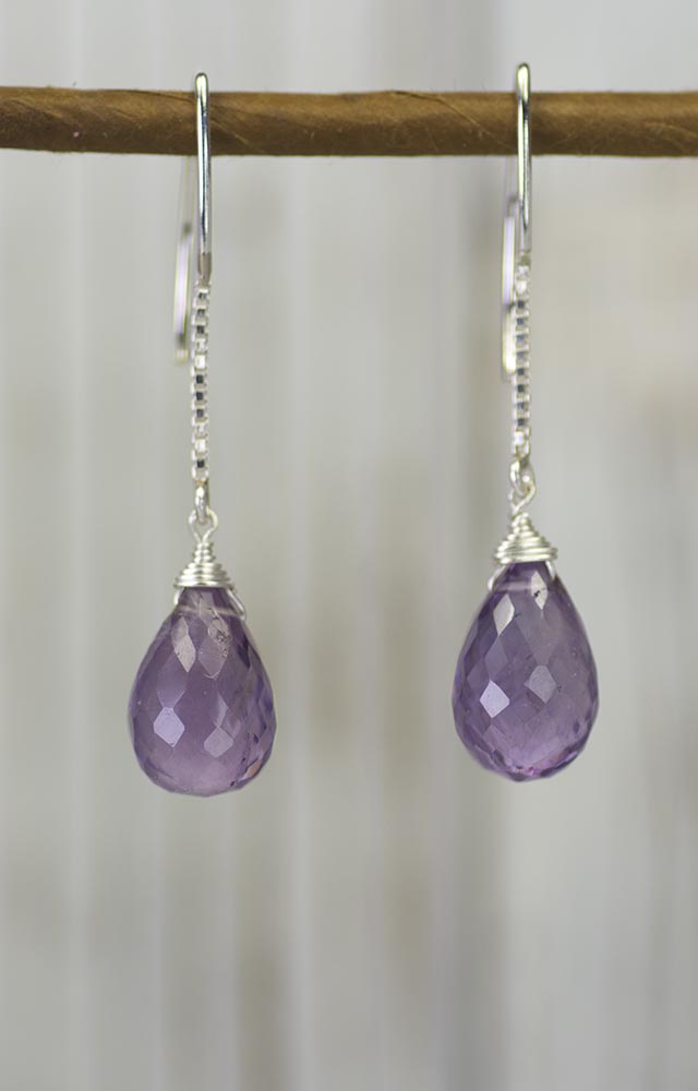 Open Earwire Amethyst Drops Earrings by Kristin Ford
