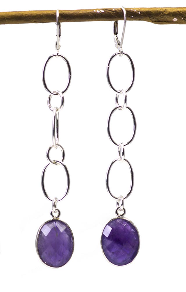 Extra Long Amethyst Statement Earrings by Kristin Ford
