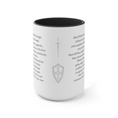 St Michael Prayer in English and Latin, Black Accent Mug, Archangel Michael, Angel Gift, Saint Michael, Catholic Gift, Christian Gift