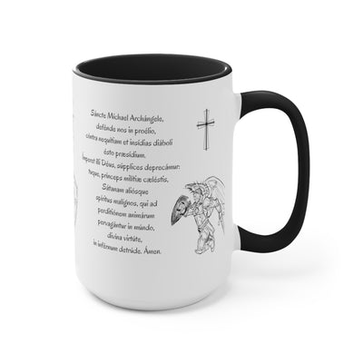 St Michael Prayer in English and Latin, Black Accent Mug, Archangel Michael, Angel Gift, Saint Michael, Catholic Gift, Christian Gift