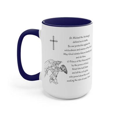 St Michael Prayer in English and Latin, Navy Mug, Archangel Michael, Angel Gift, Saint Michael, Catholic Gift, Christian Gift