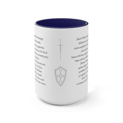 St Michael Prayer in English and Latin, Navy Mug, Archangel Michael, Angel Gift, Saint Michael, Catholic Gift, Christian Gift