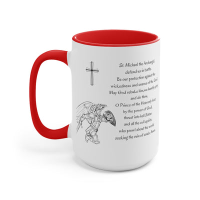 St Michael Prayer in English and Latin, Red Accent Mug, Archangel Michael, Angel Gift, Saint Michael, Catholic Gift, Christian Gif