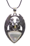 Sterling SIlver Moldavite Angel Mother of Pearl Earrings Real Moldavite