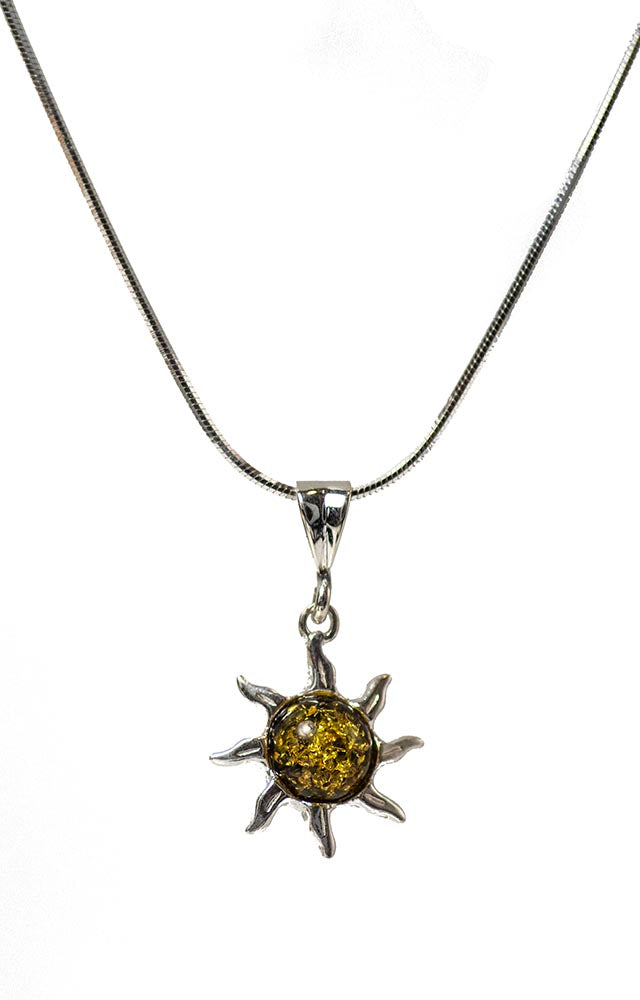 Baltic Amber (Joyful Stone) Sterling Silver Sun Pendant