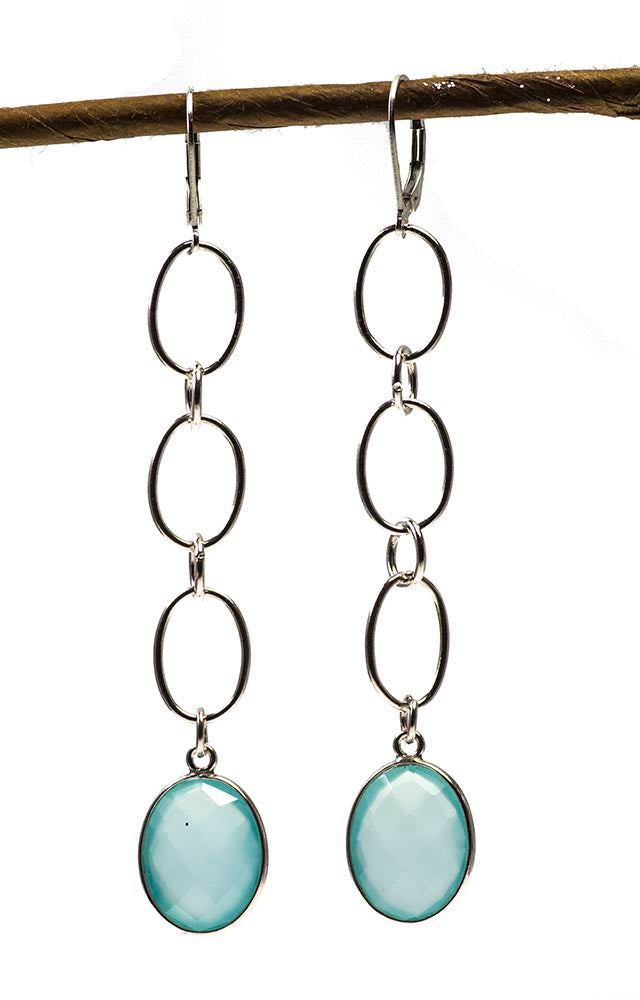 Extra Long Chalcedony Statement Earrings by Kristin Ford