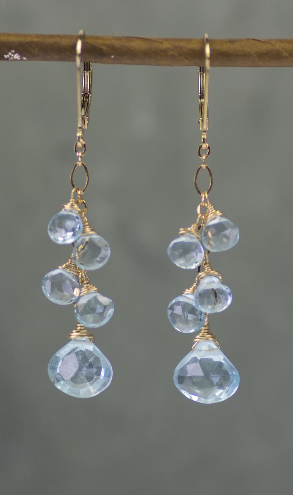 Blue Topaz Waterfall Handmade Gemstone Earrings by Kristin Ford