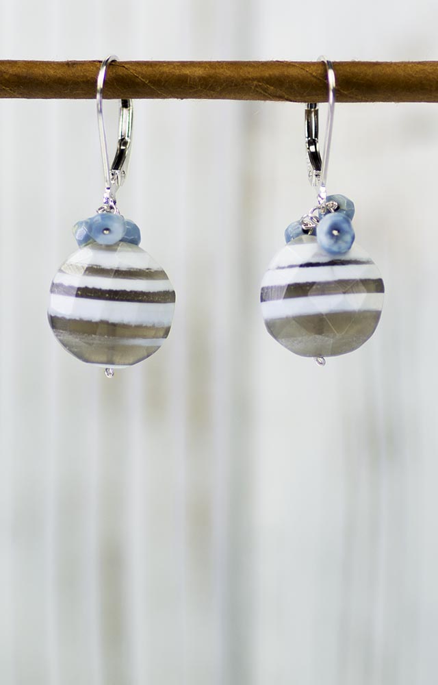 Boulder and Blue Opal Earrings by Kristin Ford