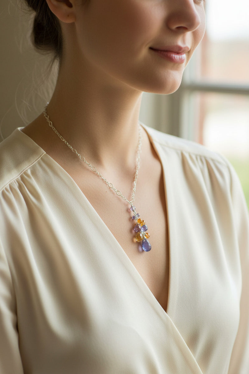 Pastel Cascade Handmade Gemstone Necklace by Kristin Ford