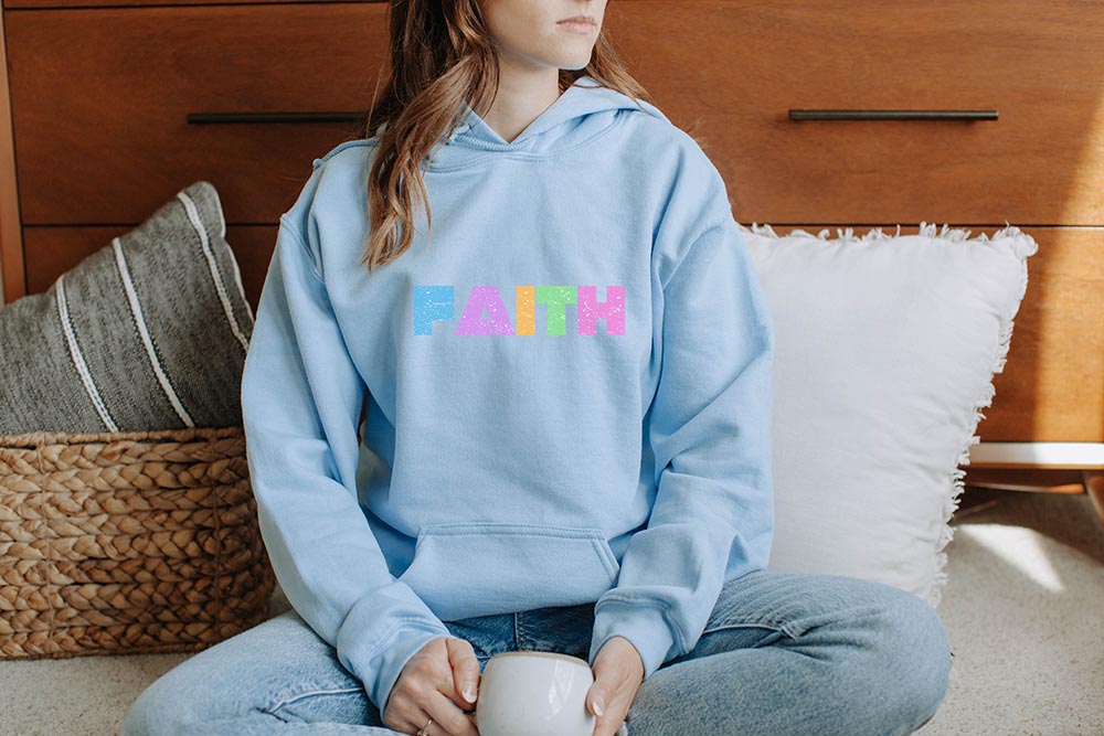 FAITH White and Ice Blue Sweatshirt Faith Hoodie Black Christian Hoo Whisperingtree