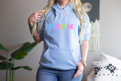 FAITH White and Ice Blue Sweatshirt, Faith Hoodie, Black Christian Hoodie,Faith Sweatshirt, Christian Gift