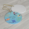 Custom Fish Ceramic Ornament, Merry Fish-Mas! Christmas Ornament, Custom Name Ornament, Personalized Gift Tag, Custom Ornament