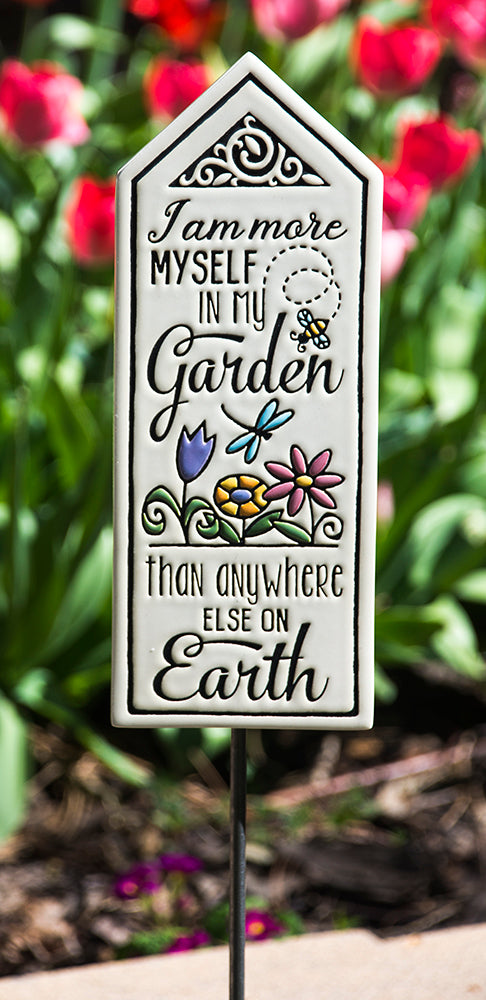 I Am More Myself In My Garden... Garden Tile