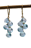 Gold Blue Topaz Handmade Gemstone Earrings by Kristin Ford
