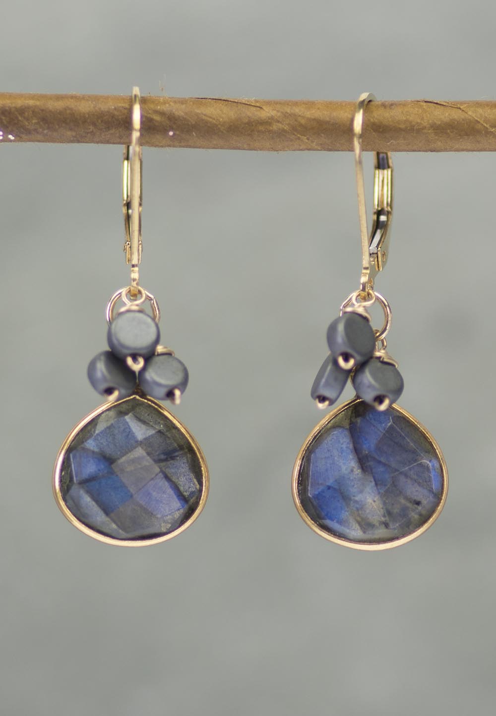 Manifestation Labradorite and Hematite Gold Kristin Ford Earrings