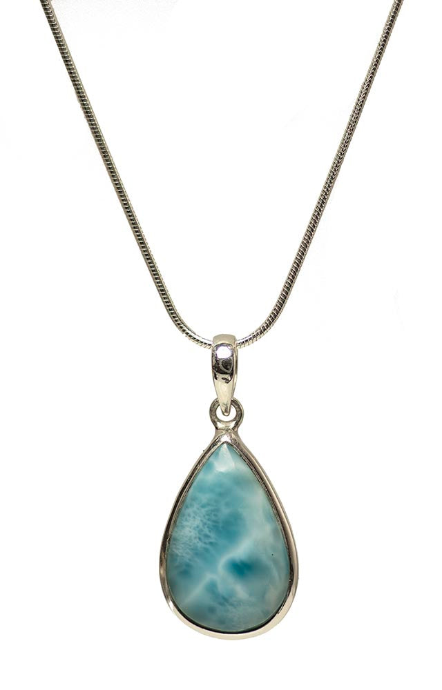 Rare Larimar (Abundance Stone) Teardrop Pendant