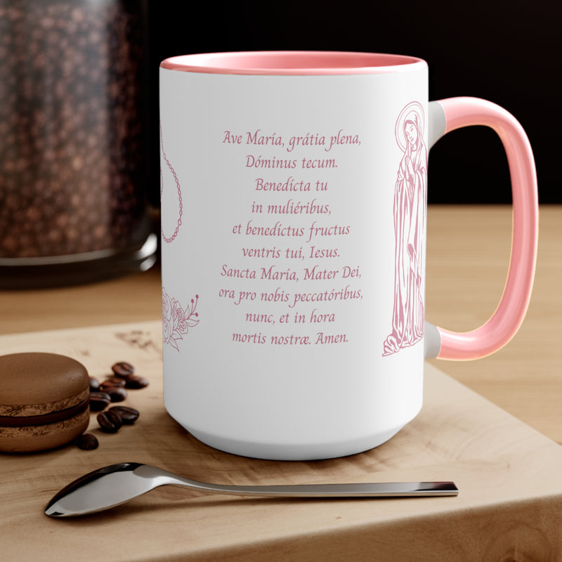 Hail Mary in English and Latin (Ave Maria), Pink Mug, Virgin Mary, Hail Mary Prayer, Catholic Gift, Christian Gift