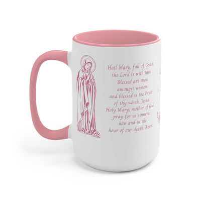 Hail Mary in English and Latin (Ave Maria), Pink Mug, Virgin Mary, Hail Mary Prayer, Catholic Gift, Christian Gift