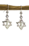 Sterling Silver Merkaba Earrings Three dimensional 3D Merkabah Earrings