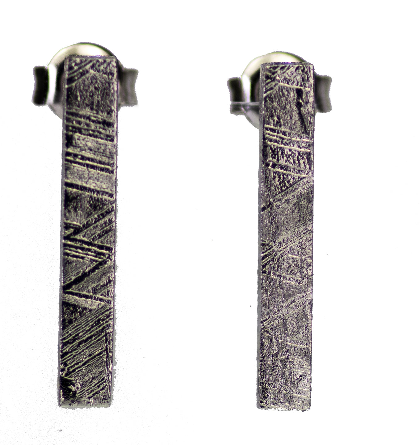 Crystallized Iron Meteorite (Muonionalusta, Sweden) Bar Earrings