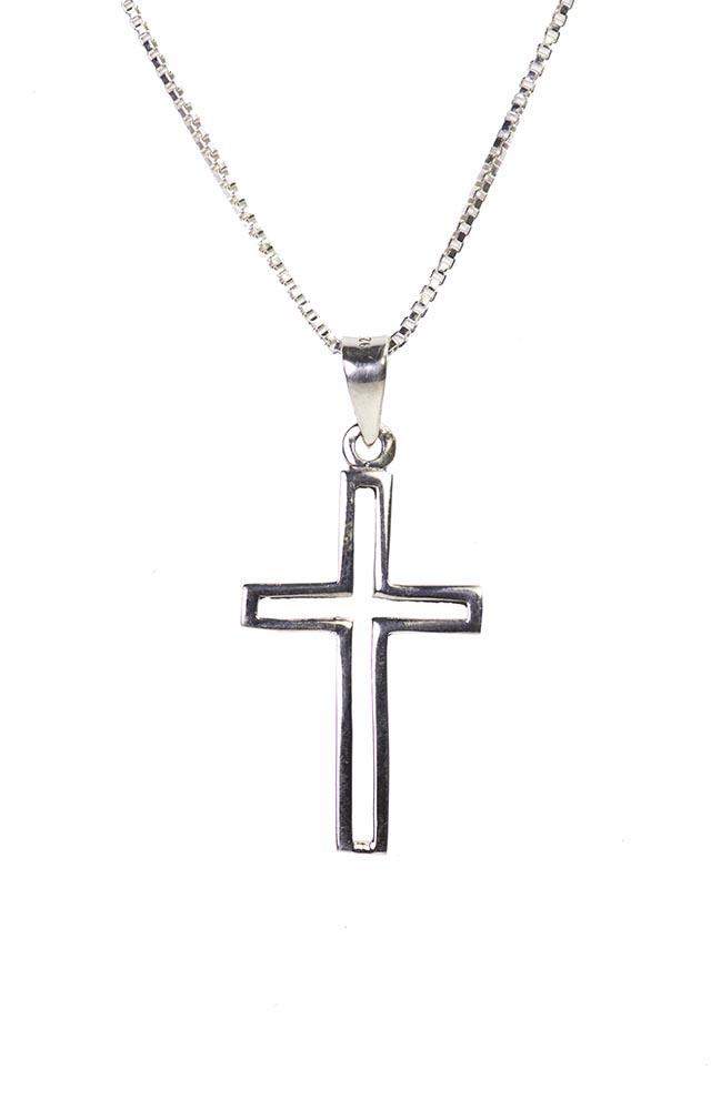 Sterling Silver Modern Cross on Italian Box Chain