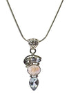Moonstone and Blue Topaz Necklace in Sterling Silver
