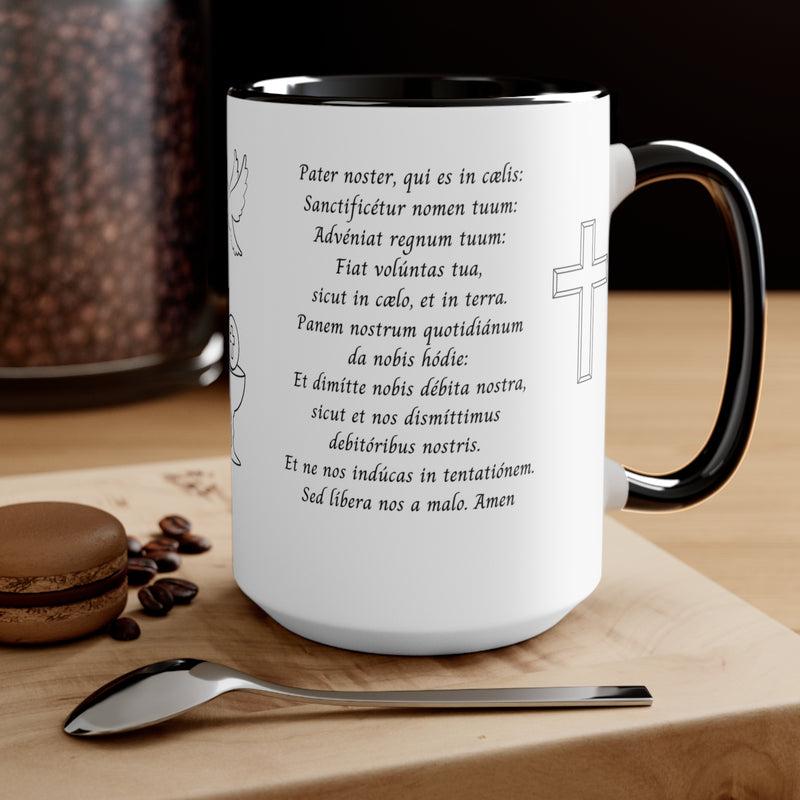 Lord's Prayer in English and Latin (Pater Noster), Our Father,  Black Mug, Catholic Gift, Christian Gift