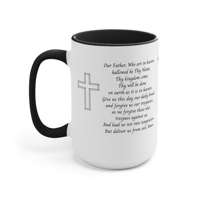 Lord's Prayer in English and Latin (Pater Noster), Our Father,  Black Mug, Catholic Gift, Christian Gift