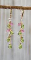 Peridot and Pink Topaz Handmade Gemstone Heart Chakra Earrings by Kristin Ford