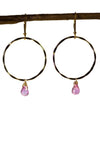 Pink Topaz Gold Hoop Handmade USA Kristin Ford Gold Earrings