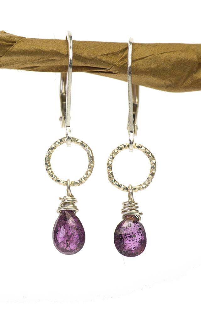 Purple Sapphire Silver Handmade USA Kristin Ford Sterling Silver Earrings