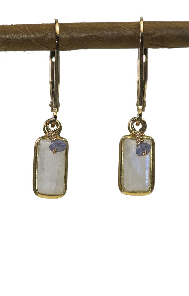Moonstone and Tanzanite Handmade Gemstone Earrings by Kristin Ford