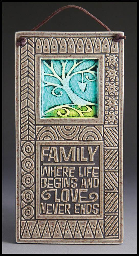 Family Where Life Begins and Love Never Ends Wall Plaque
