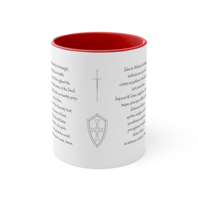 St Michael Prayer in English and Latin, Red Accent Mug, Archangel Michael, Angel Gift, Saint Michael, Catholic Gift, Christian Gif