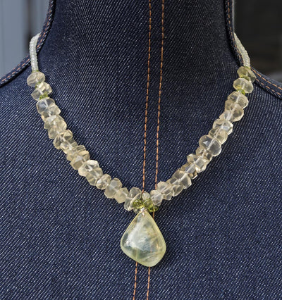 Prehnite, Lemon Quartz and Peridot Evolution Necklace